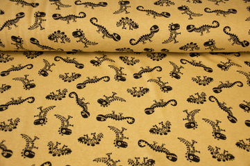 Alpenfleece mit Dinos, senfgelb, 0,5 m